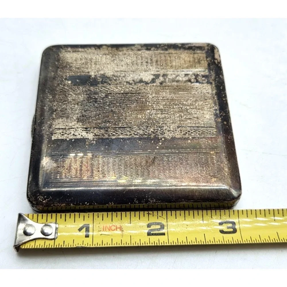 Vintage Silver Makeup Mirror Compact Vanity Travel Collectible 1950s-1979 US